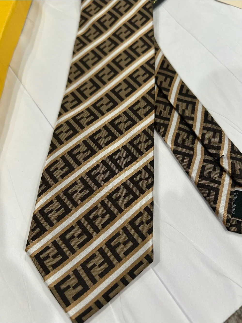 Fendi Brown & Black FF Monogram Silk Tie